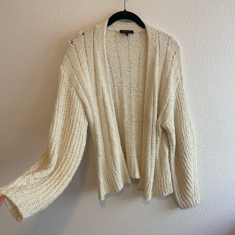 1. State Cream White knit shrug sweater